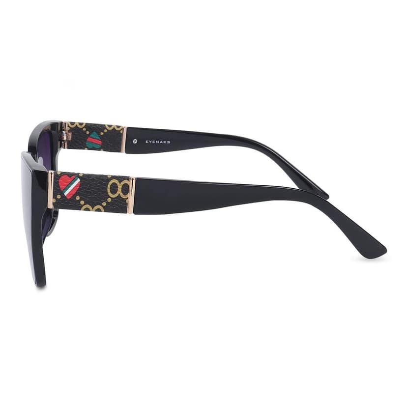 Eyenaks Premium Leather Sunglass For Women | UV400 Protection | Elegant Leather Design | Pack Of 1 (Black) view 4