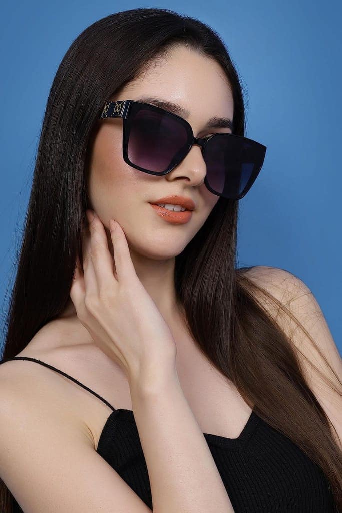 Eyenaks Premium Leather Sunglass For Women | UV400 Protection | Elegant Leather Design | Pack Of 1 (Black) view 7