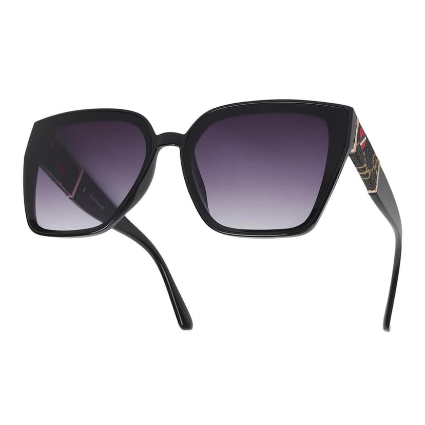 Eyenaks Premium Leather Sunglass For Women | UV400 Protection | Elegant Leather Design | Pack Of 1 (Black) view 8