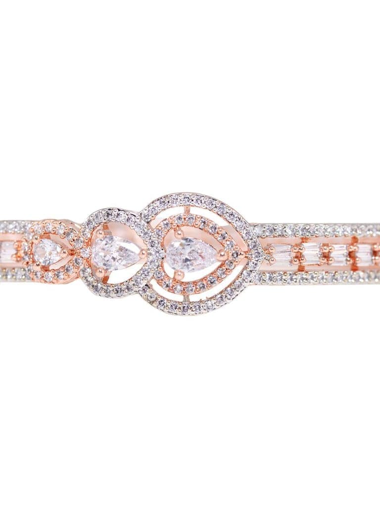 Rose Gold plated AD studded Drop Design Bracelet for Women & Girls view 7