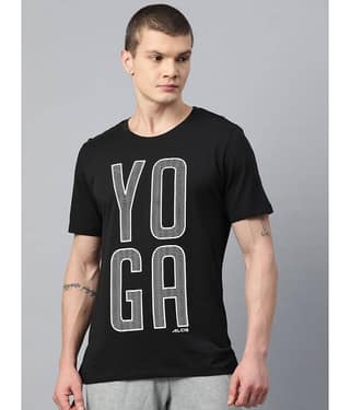 Alcis Black Cotton Regular Fit Men's Sports T-Shirt ( Pack of 1 )