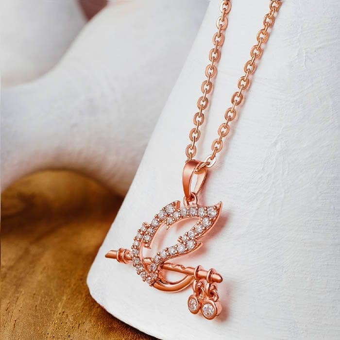 Rose Gold Shree Krishna Baasuri Pendant with Chain view 3