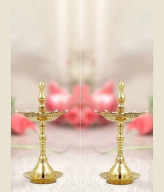 FASHION BIZZ Brass Floor Diya - Pack of 2