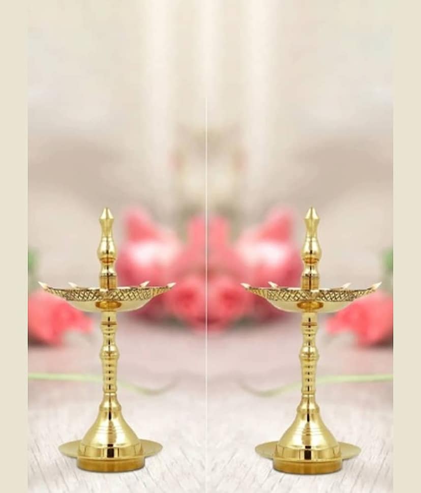 FASHION BIZZ Brass Floor Diya - Pack of 2