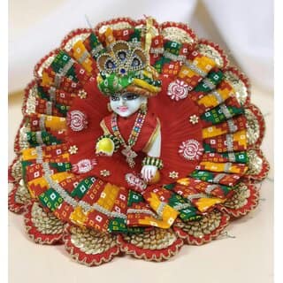 Vibrant Laddu Gopal Dress with Matching Pagdi | Bandhani Print Kanha Ji Poshak view 2