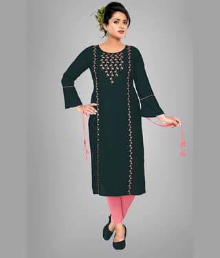 HAYA - Green Rayon Women's Straight Kurti ( Pack of 1 )