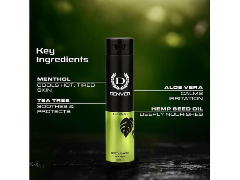 DENVER Just Relax Tea Tree Body Wash - 200ML Each (Pack of 2) | Enriched with Tea Tree Extracts - Best Body Wash Cleanser for Men view 4