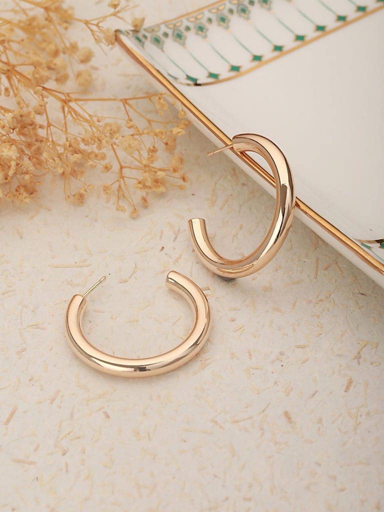Anti-Tarnish 18k Gold Plated Half Hoop Pipe Minimal Earrings view 2
