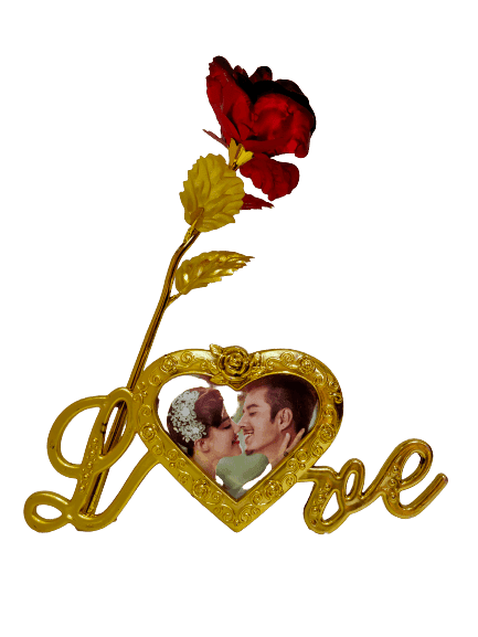 Artificial Rose Flower and Heart Photo Frame Love Shape Stand and Luxury Gift Box