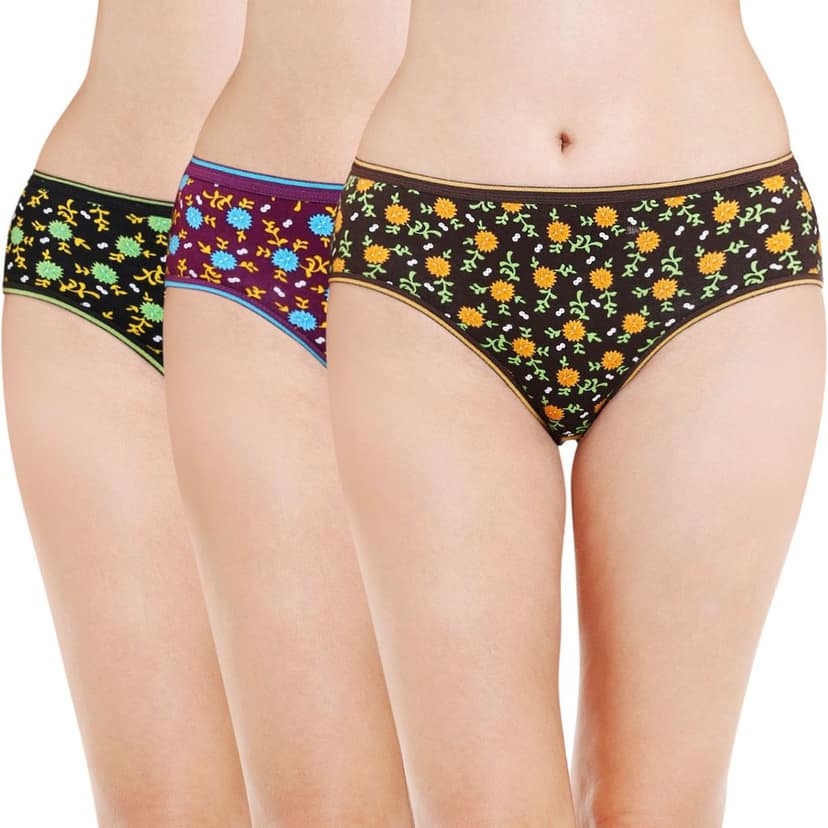 Bodycare women's combed cotton assorted Hipster Panty Pack of 3 ( 500D )