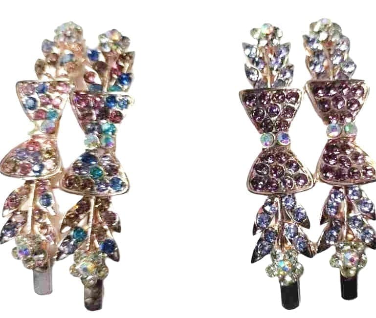 Sparkling Rhinestone Bow Hair Clips view 5