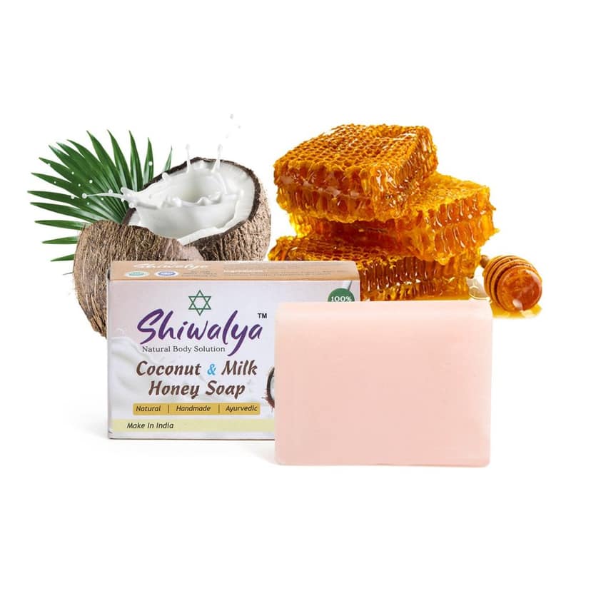 SHIWALYA Natural Coconut Honey Handmade Soap | Handmade Bathing Soap | Herbal Soap Soft & Radiant Skin | Suitable for All Skin Types Pack of 4 view 6