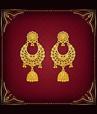 LUV FASHION Golden Jhumki Earrings ( Pack of 1 )