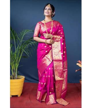 SareeQueen Art Silk Embellished Saree With Unstitched Blouse Piece ( Green )