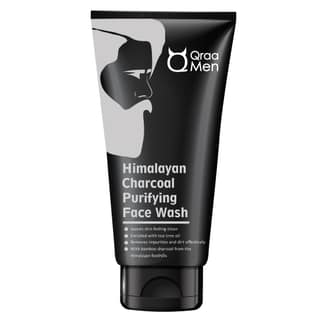 Qraa Men Himalayan Charcoal Purifying Face Wash for Men, Deep cleanses and Brightens Skin Tone - 100g