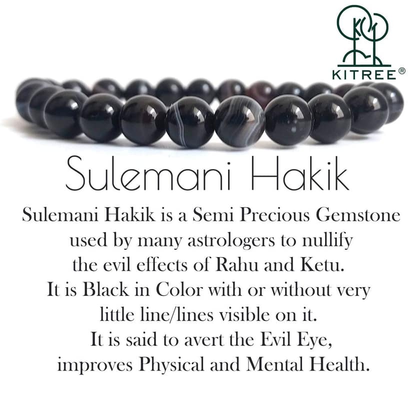 KITREE NATURAL SULEMANI HAKIK BRACELET 8MM ROUND FOR UNISEX (BLACK COLOR) view 3
