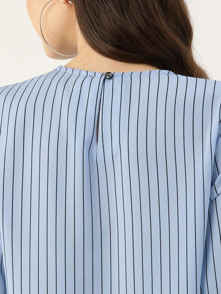 Striped Flared Sleeve Crepe Top view 5
