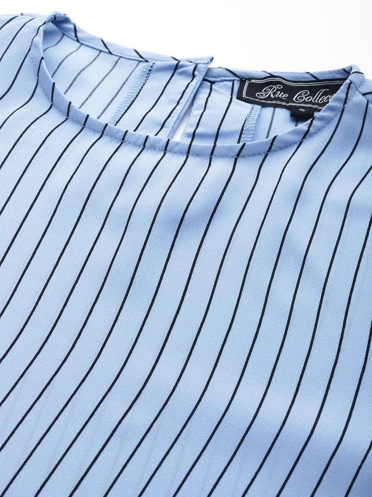 Striped Flared Sleeve Crepe Top view 6