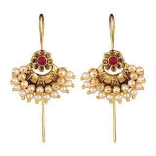 Vivastri Pearl Drop Cuff Earring for Women and Girls [VIVA2744ERG-RED]
