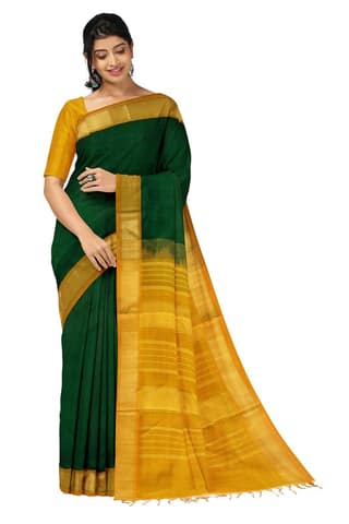 APCO Handloom - Women's Venkatagiri SICO Cotton Blend Handloom Saree, Green 04