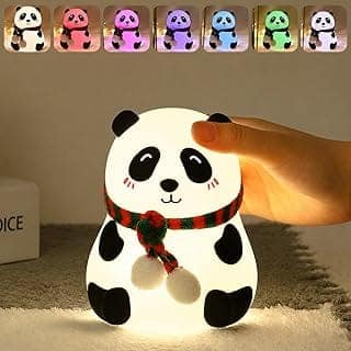 One94Store Cute Panda Silicone Night Light for Kids, Rechargeable 7-Color Changing LED Lamp, Soft BPA-Free Touch Night Lamp for Bedroom, Nursery & Bedside, Diwali Gift for Toddlers, Teens and Adults
