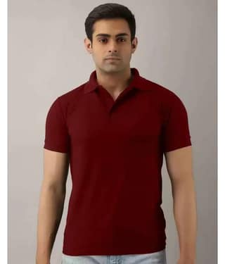 SKYRISE Pack of 1 Cotton Blend Slim Fit Solid Half Sleeves Men's Polo T Shirt ( Maroon )