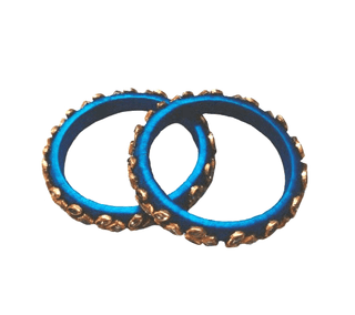 Exquisite Blue Silk Thread Kundan Bangles for Women