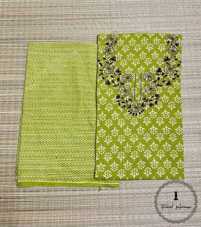 Hand Work on Cotton Suit Fabric : Fusion of Tradition and Elegance view 2