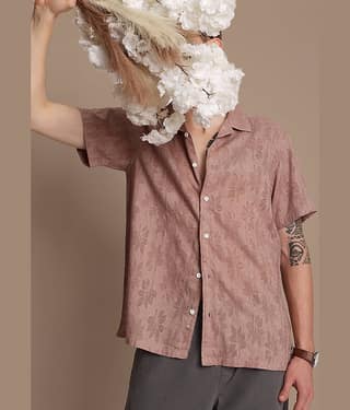 Bene Kleed 100% Cotton Relaxed Fit Self Design Half Sleeves Men's Casual Shirt - Peach ( Pack of 1 )
