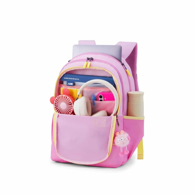 Diva | 35 Ltrs | 3 Compartments | Bottle Pocket | Ergonomic Padded Back Panel & Shoulder Straps | High School Backpack | 1 Year International Warranty | Pink view 2