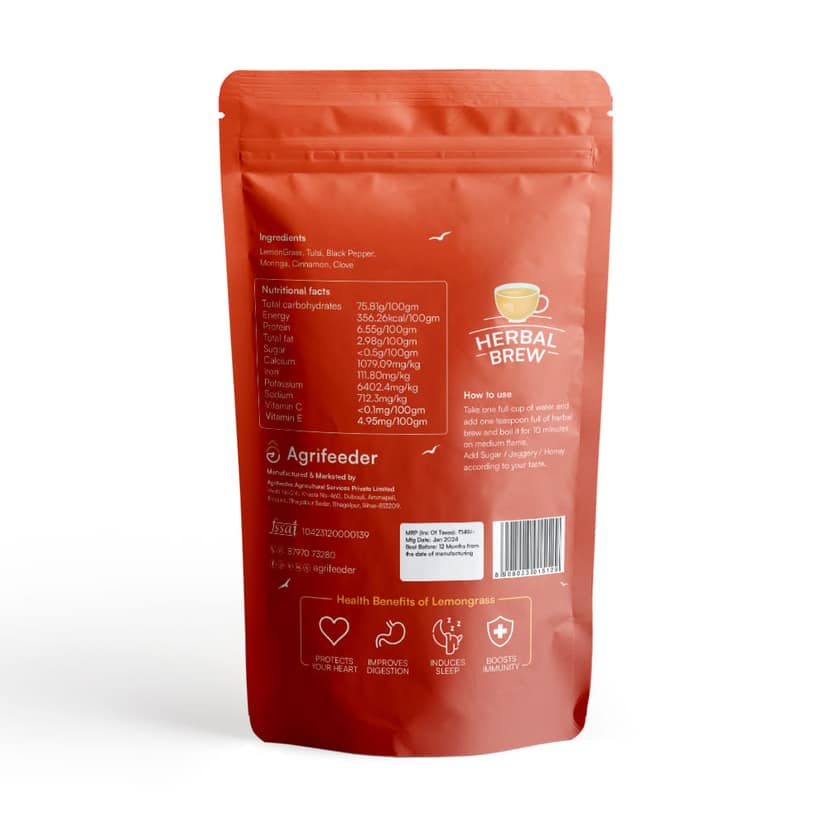 Agrifeeder Lemongrass Herbal Brew - Clove Flavour 50gm Pouch view 2