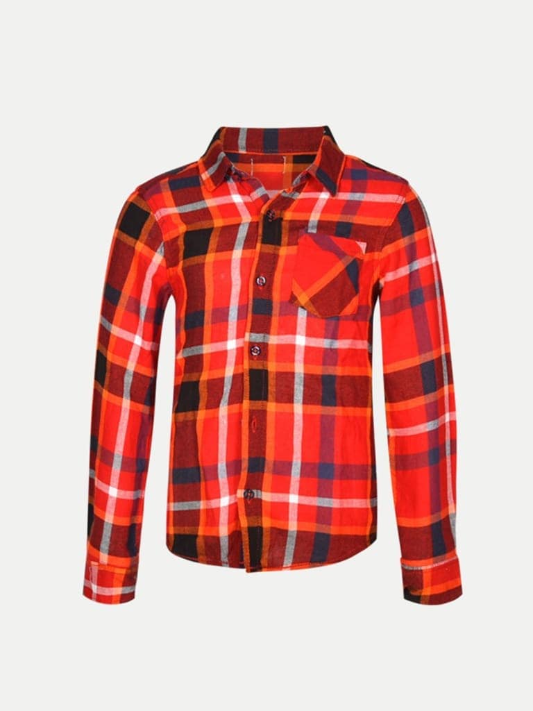 Boys Red Colour Checked Shirt