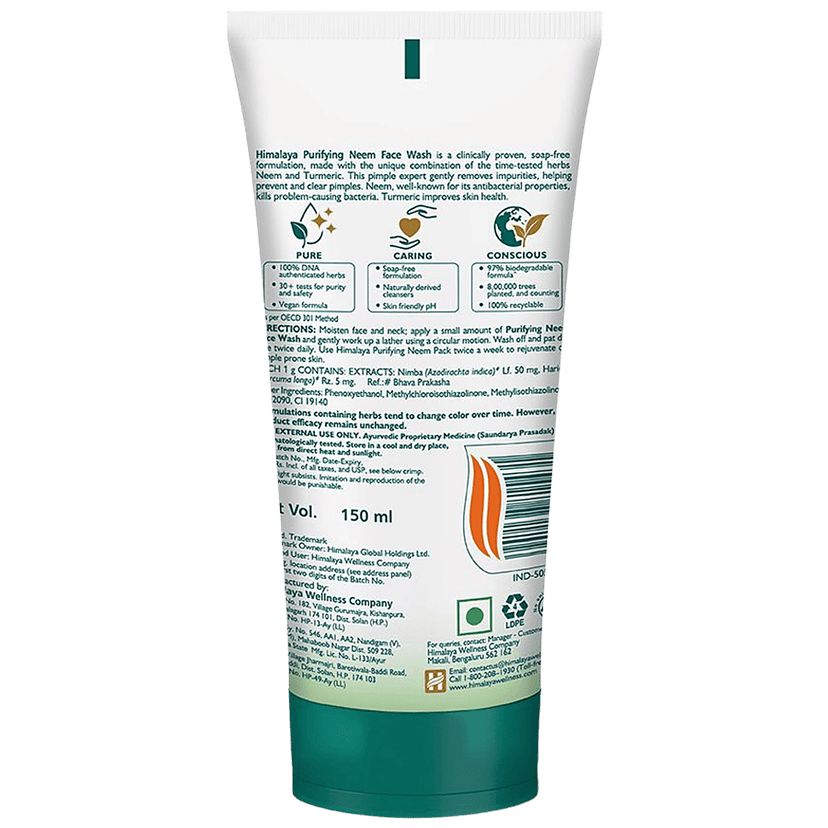 Himalaya Purifying Neem Face Wash, 150 Ml view 2