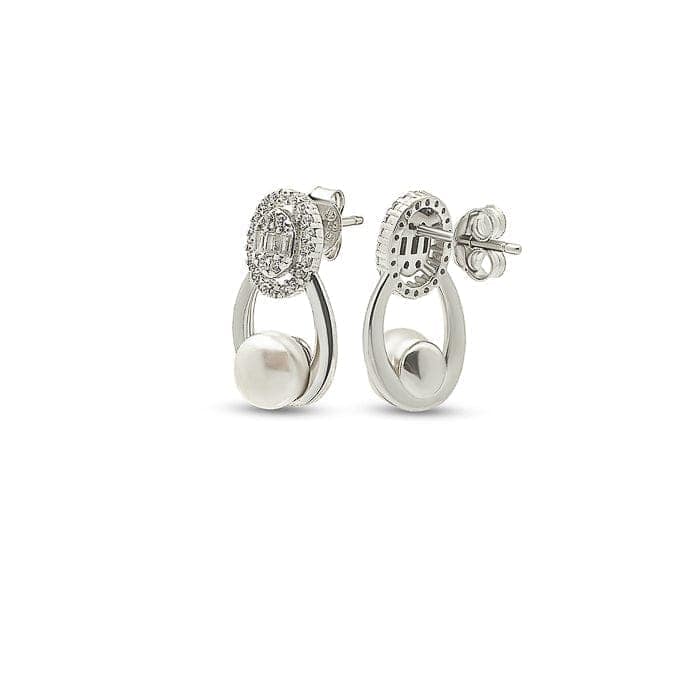 Silver Elegant Pearl Earrings view 4