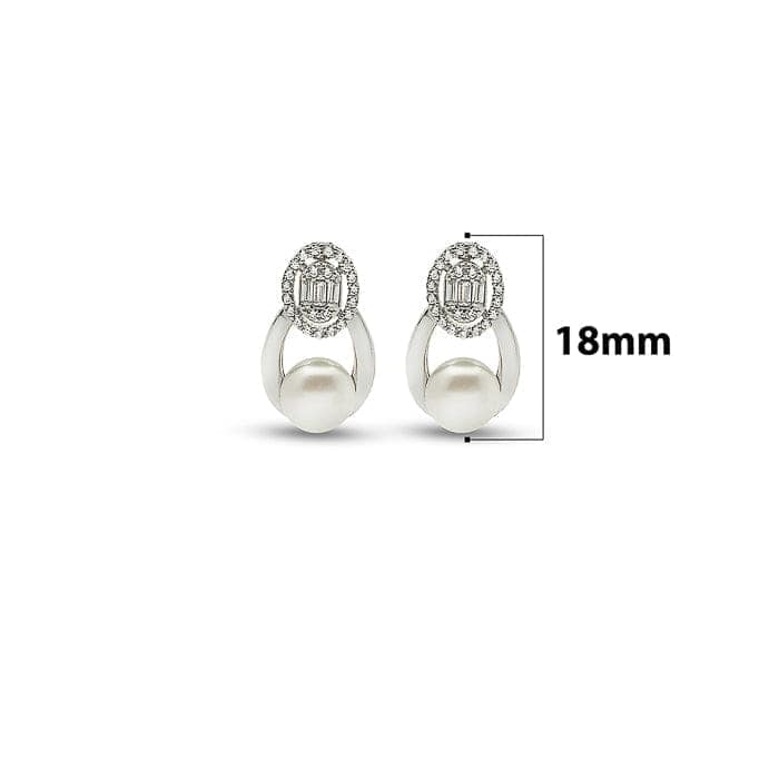 Silver Elegant Pearl Earrings view 5