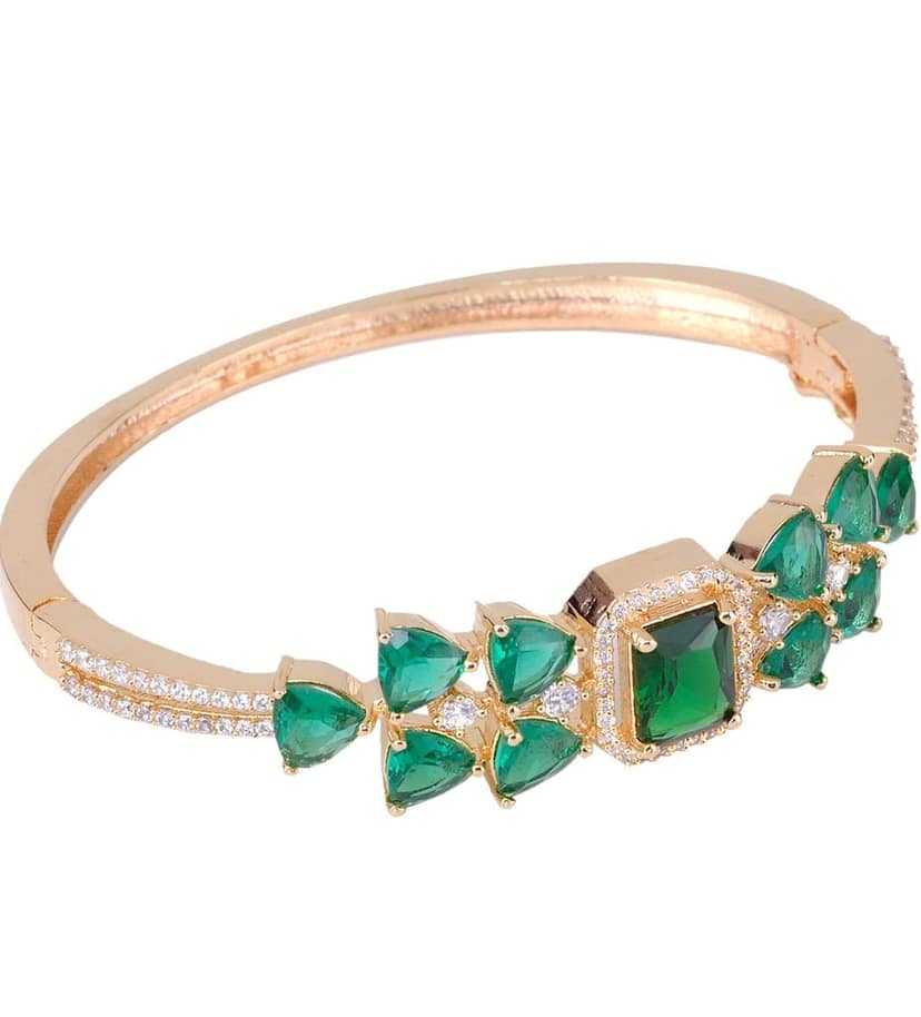 Gold plated Green AD studded handcrafted stylish Bracelet for Women & Girls view 4