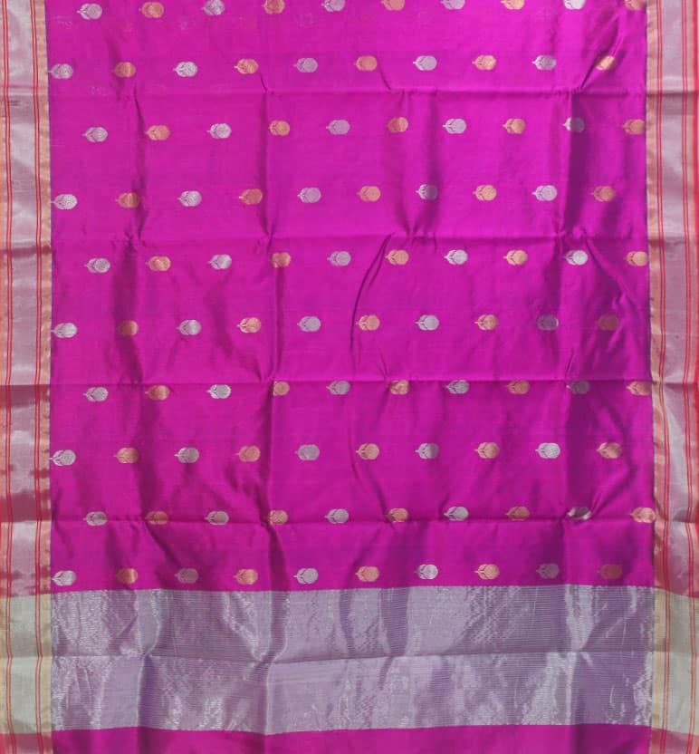 Handloom Chanderi Pattu Silk Saree view 2