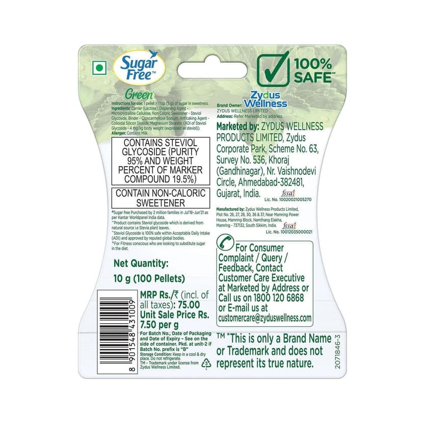 Sugar Free Green Stevia, 100 Pellets |100% Plant-based Natural Sweetener | 100% Natural Meethi Tulsi (Stevia) leaves| Sweet like Sugar but with zero calories | 10g view 5