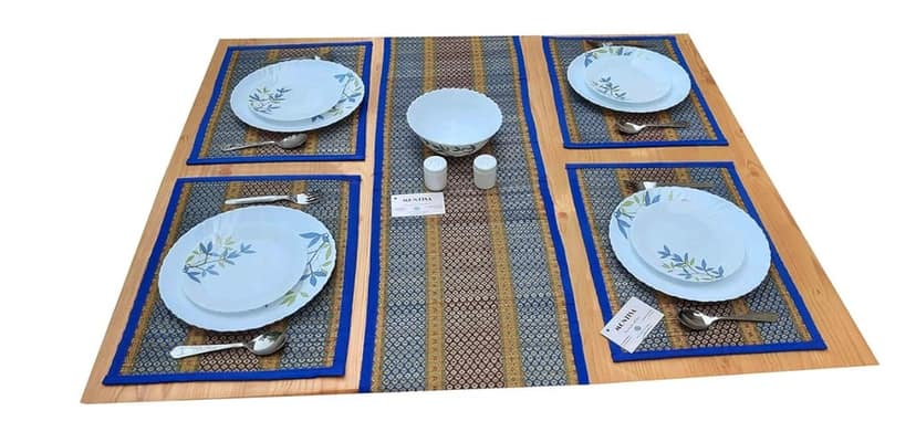 Madurkathi Table Mats 6 Coasters Handmade Designer Heat Resistant Dining Placemat view 2