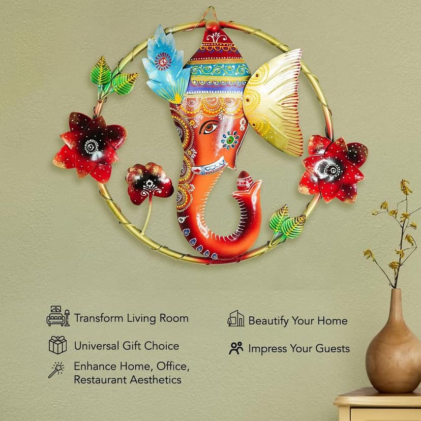 The Natural Art and Craft - Metal Wall Hanging Decoration Item for Living Room, Bedroom | Rajasthani Wall Art Sculpture for Wall Decor | Perfect Wall Hanging for Home Decor, Sofa Wall Decor or Office Decor view 2