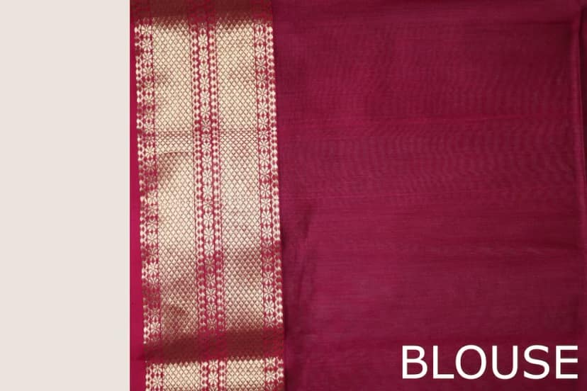 Tussar Pink Broad Border handloom Saree with Tassels view 5