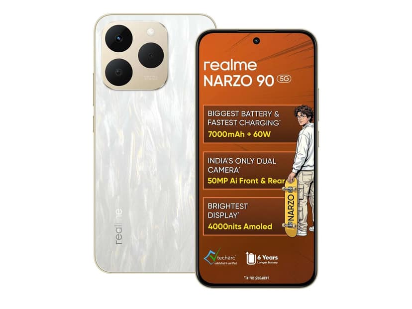 Realme Narzo 90 5G Smartphone, 6GB RAM, 128GB Storage - Flowing Silver