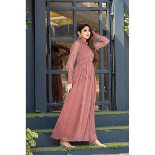 SARINKU Georgette Gown Dress for Women Stylish Western Gown Long One Piece for Girls view 2