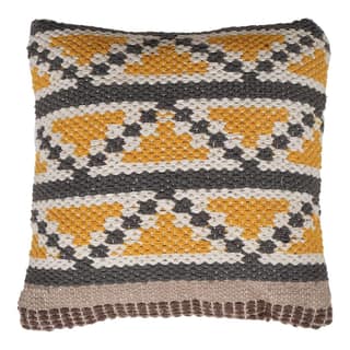 Lalawat-Export Cushion Cover Brownyellow Cotton Throw Pillows Boho Handmade Knit case Sofa Decor Fringes (Square, 16x16 Inches) LLE_1