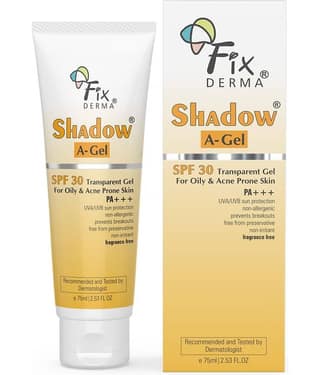 Fixderma Shadow A,Gel SPF 30 Sunscreen For Acne Prone Skin, Nongreasy Sunscreengel, 75ml