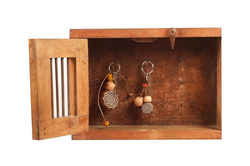 Hand Carved Wooden Keyring Mandala Rust Naturals view 2