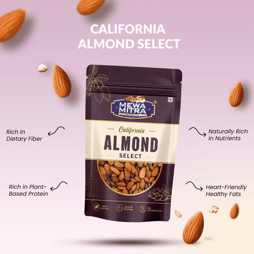 Mewa Mitra Premium California Select Almonds 250g | Natural Badam | High Protein Dry Fruits view 3