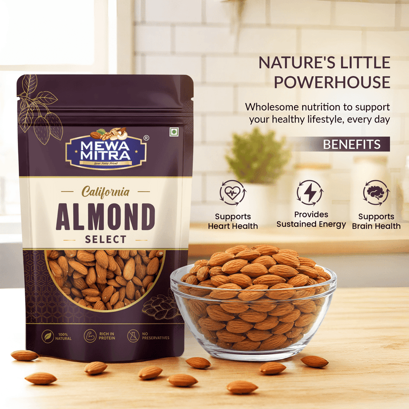 Mewa Mitra Premium California Select Almonds 250g | Natural Badam | High Protein Dry Fruits view 5