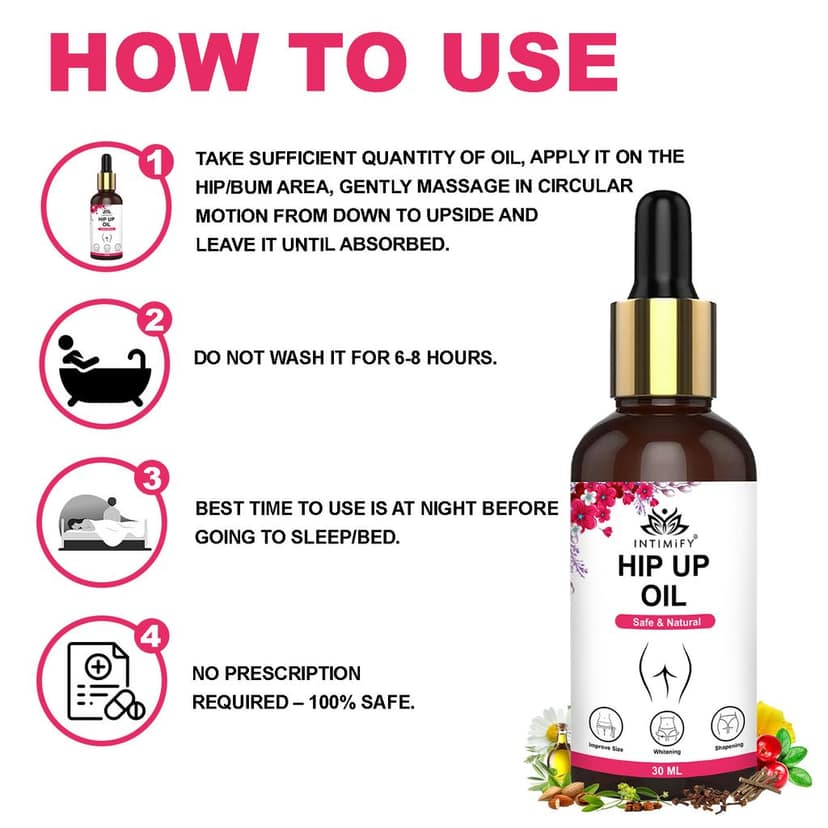 Intimify Hip Up Oil for Hips Enlargement, Bum Firming, Hips UpLifting, Bum Tightening, Bum Shape Improvement, Bum Size Increase view 4