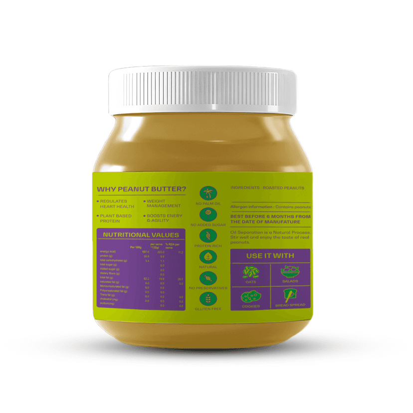 Nutty Village Unsweetened Peanut Butter (100% Natural) 300 g (pack of 1) view 3